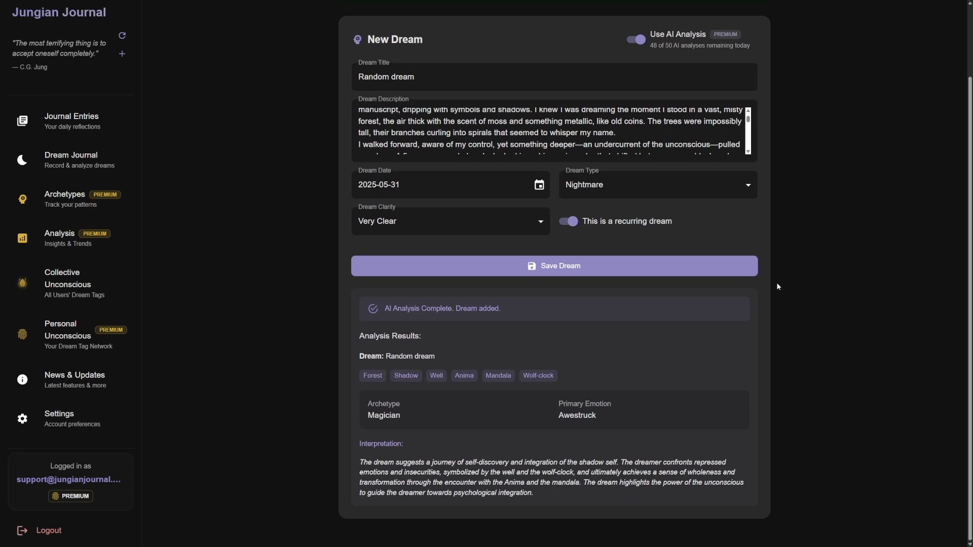 Archetype Strength Analytics - Track your psychological patterns over time